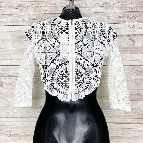 PRINCESS POLLY Lioness Sheer White Lace Crop Top - Picture 9 of 12